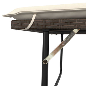 Gartenbank mit Hocker Braun Poly Rattan