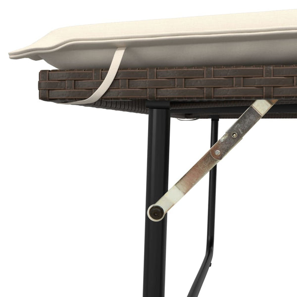 Gartenbank mit Hocker Braun Poly Rattan