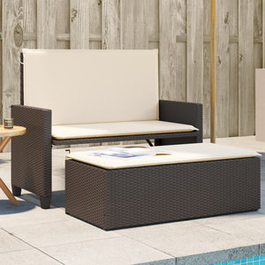 Gartenbank mit Hocker Braun Poly Rattan