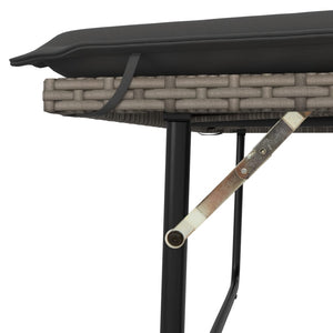 Gartenbank mit Kissen & Hocker Grau Rattan