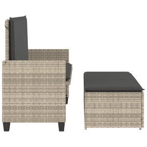 Gartenbank mit Hocker Hellgrau Poly Rattan