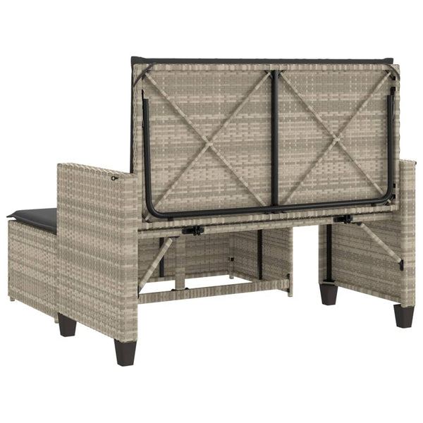 Gartenbank mit Hocker Hellgrau Poly Rattan