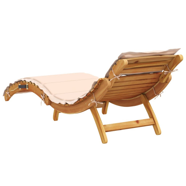 vidaXL Bains de soleil avec coussins 2 pcs Beige Bois d'acacia massif