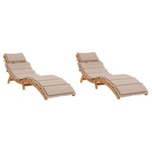vidaXL Bains de soleil avec coussins 2 pcs Bois d'acacia massif Taupe