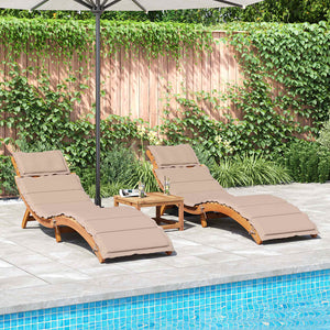 vidaXL Bains de soleil avec coussins 2 pcs Bois d'acacia massif Taupe