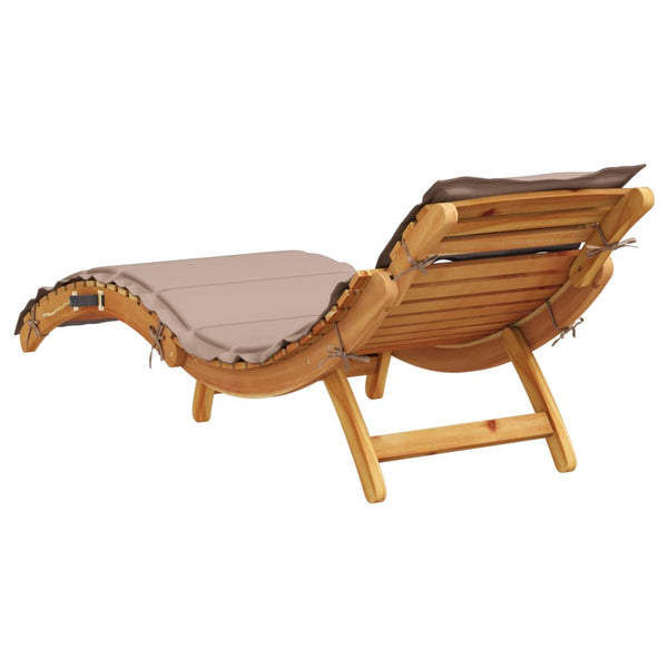 vidaXL Bains de soleil avec coussins 2 pcs Bois d'acacia massif Taupe