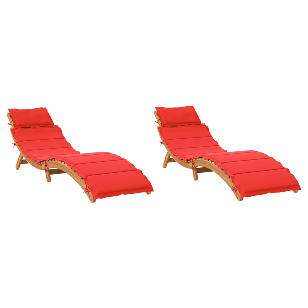 Sonnenliegen mit Auflagen, 2er Set