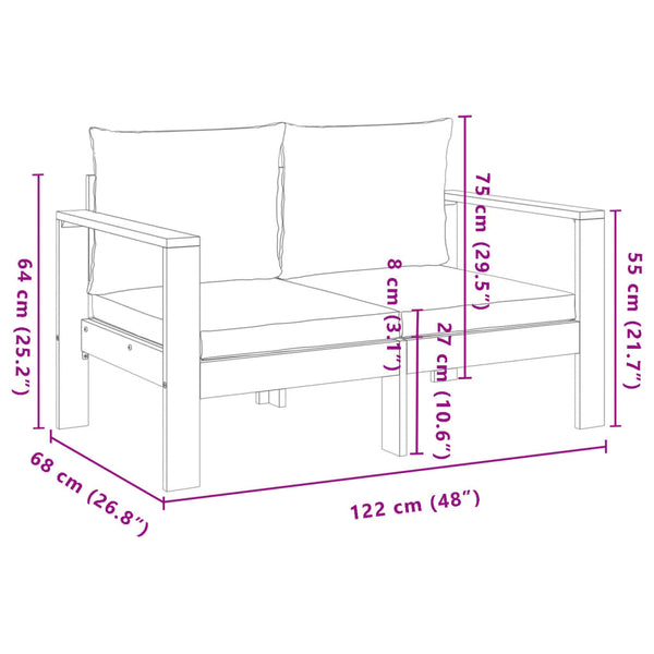 vidaXL Ensemble de canapés de jardin 4 pcs avec coussins Bois d'acacia massif