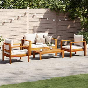 vidaXL Ensemble de canapés de jardin 4 pcs avec coussins Bois d'acacia massif