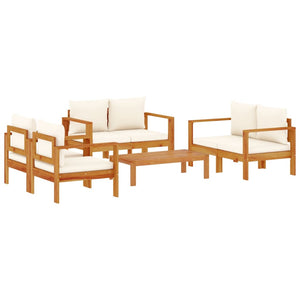 vidaXL Salon de jardin 5 pièces avec coussins, bois d'acacia massif
