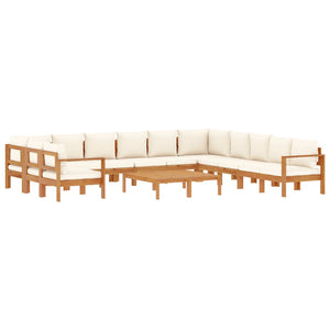 vidaXL Salon de jardin 9 pcs avec coussins, bois d'acacia massif