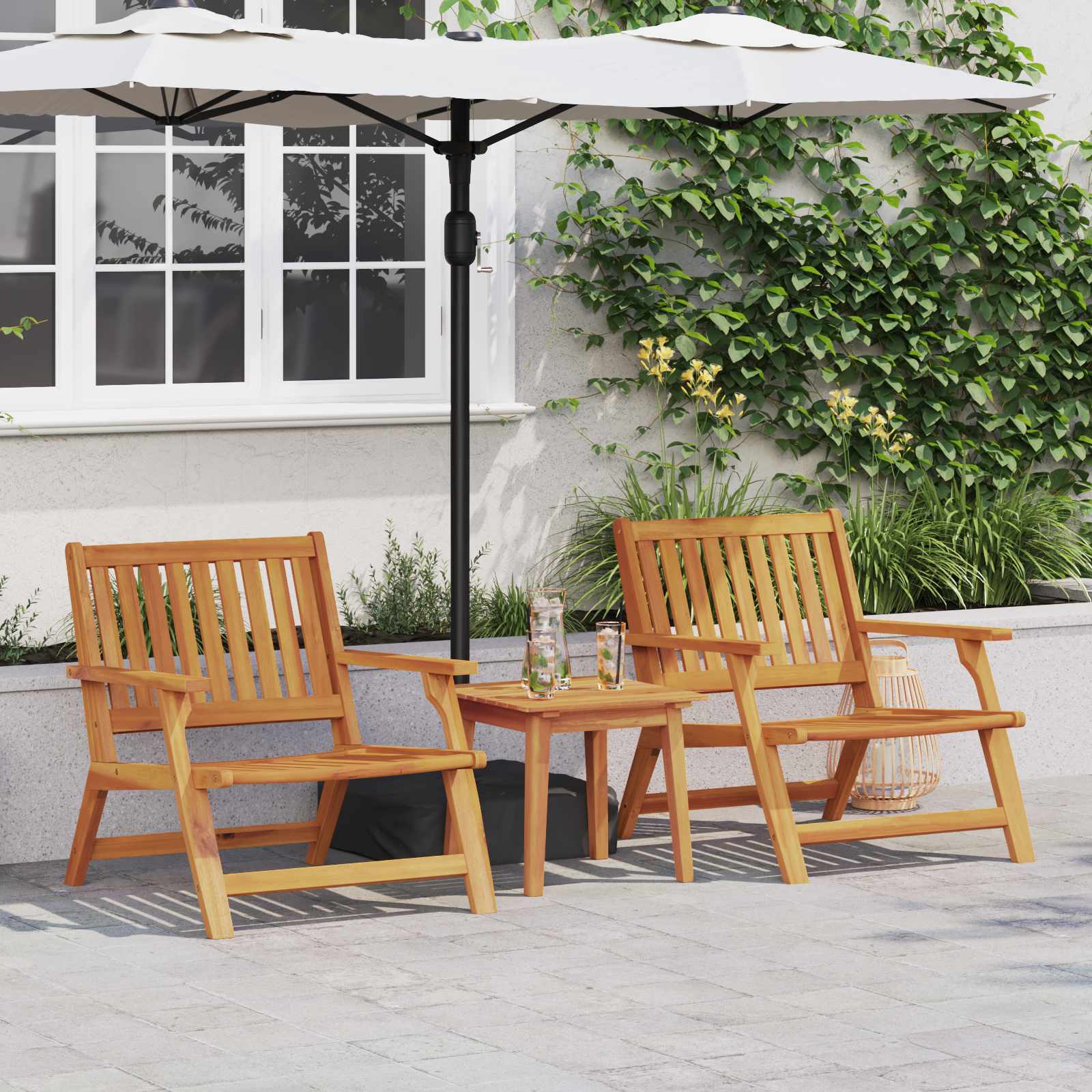 vidaXL Chaise de jardin 3 pcs Marron Bois d'acacia massif