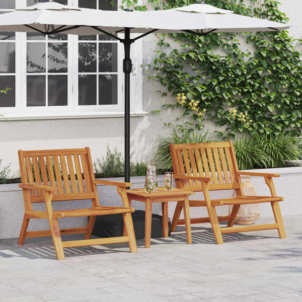 vidaXL Chaise de jardin 3 pcs Marron Bois d'acacia massif