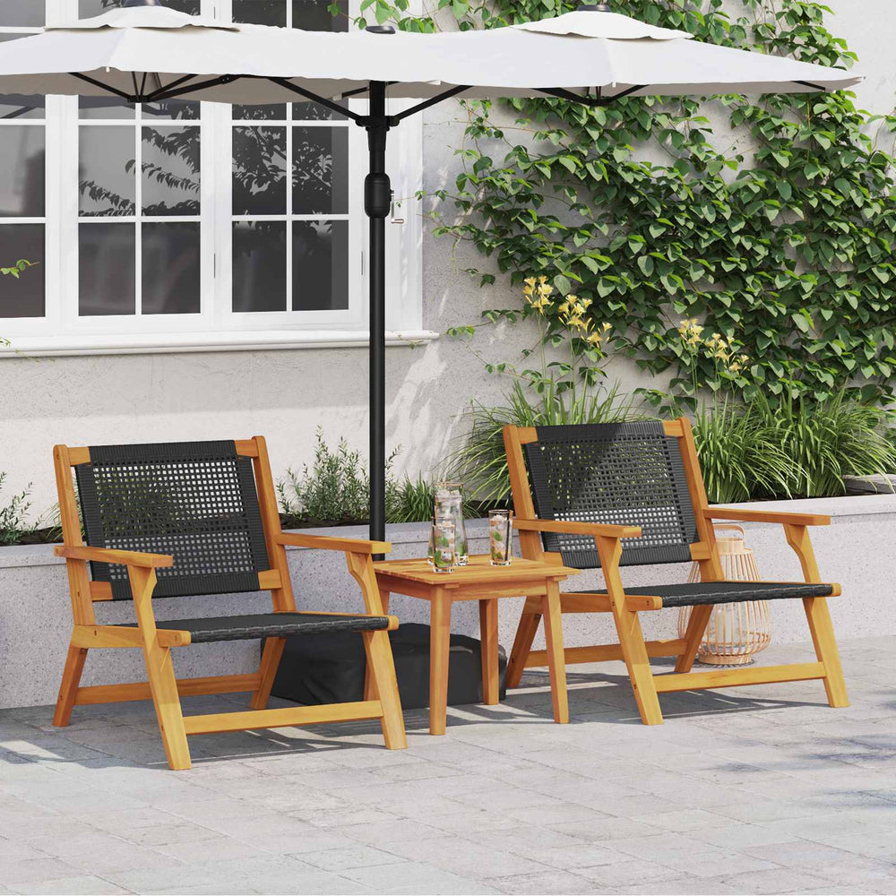 Gartenstuhl Set mit Tisch, Akazie Schwarz, 3-teilig