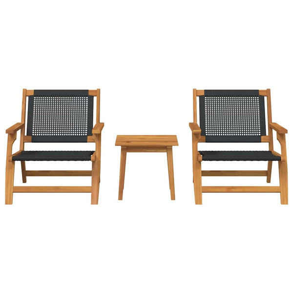 vidaXL Chaises de jardin avec table 3 pcs Noir Bois d'acacia massif