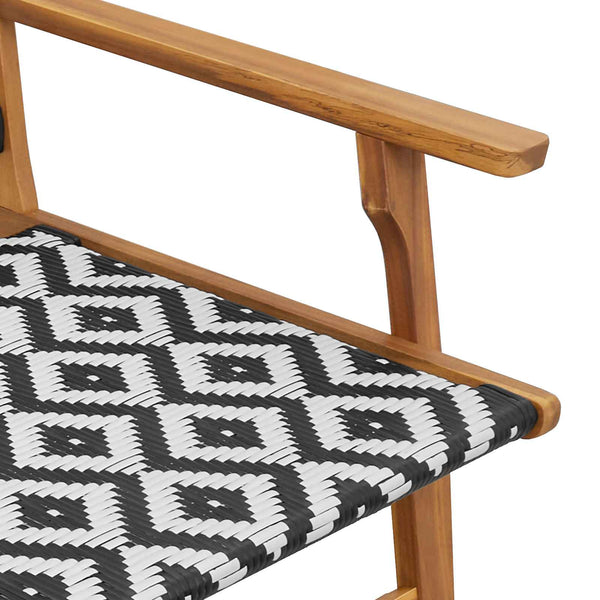 vidaXL Chaises de jardin avec table 3 pcs Noir et blanc Bois d'acacia massif
