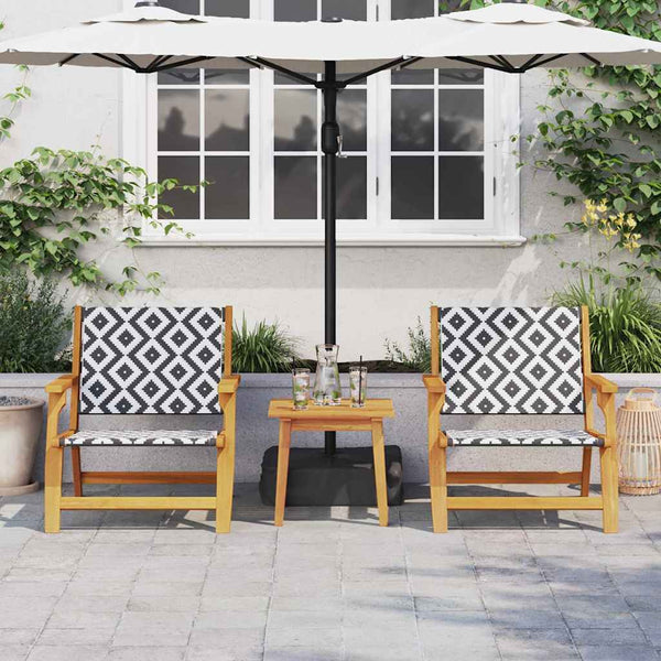 vidaXL Chaises de jardin avec table 3 pcs Noir et blanc Bois d'acacia massif