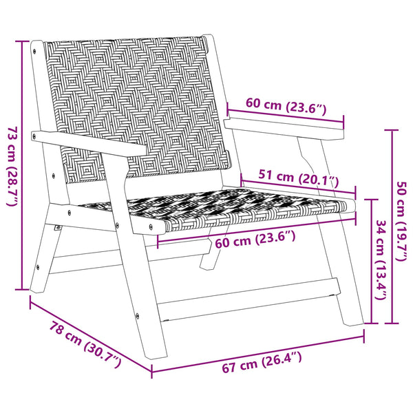 vidaXL Chaises de jardin avec table 3 pcs Noir et blanc Bois d'acacia massif