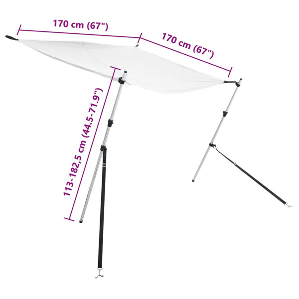 vidaXL Extension de pare-soleil pour T-top Blanc 170x170x(113-182,5) cm