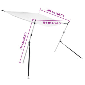 vidaXL Extension de pare-soleil T-Top Blanc 174x205x (115-194) cm