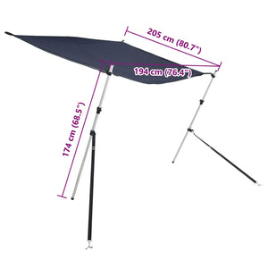 vidaXL Rallonge d'ombrage T-Top bleu marine 174x205x(115-194) cm