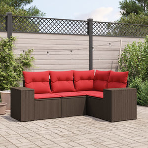 4-teiliges Gartensofa-Set Braun Polyrattan