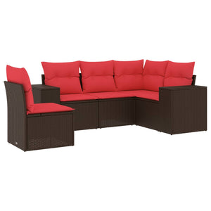 5-teiliges Gartensofa-Set Braun Polyrattan
