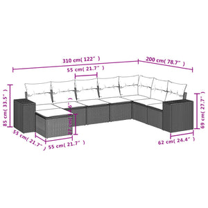 8-teiliges Gartensofa-Set Braun Polyrattan