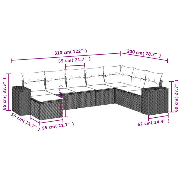 8-teiliges Gartensofa-Set Braun Polyrattan