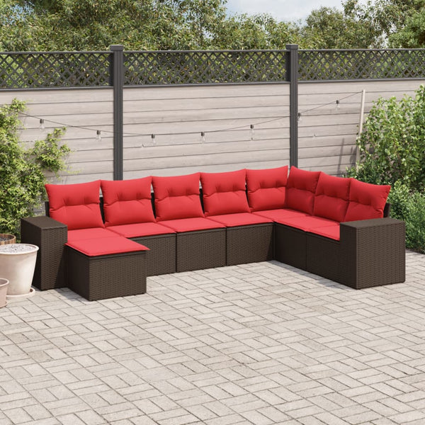 8-teiliges Gartensofa-Set Braun Polyrattan