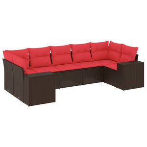 7-teiliges Gartensofa-Set Braun Polyrattan