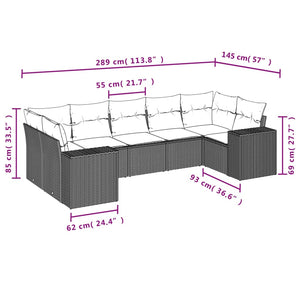 7-teiliges Gartensofa-Set Braun Polyrattan