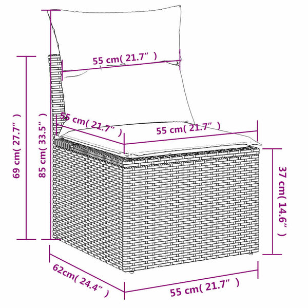 7-teiliges Gartensofa-Set Braun Polyrattan