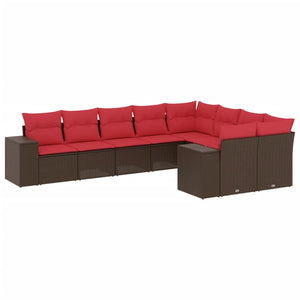 9-teiliges Gartensofa-Set Braun Polyrattan