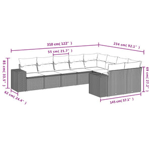 9-teiliges Gartensofa-Set Braun Polyrattan