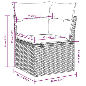 10-tlg. Garten Sofagarnitur Hellgrau Poly Rattan
