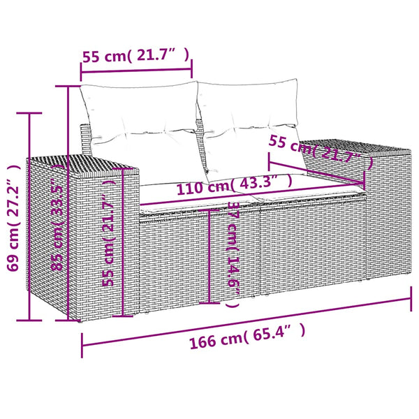 10-tlg. Garten Sofagarnitur Hellgrau Poly Rattan