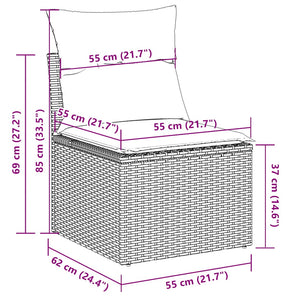 10-tlg. Garten Sofagarnitur Hellgrau Poly Rattan