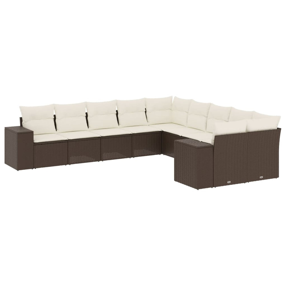 10-teilige Garten Sofagarnitur Braun Poly Rattan