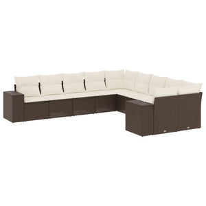 10-teilige Garten Sofagarnitur Braun Poly Rattan