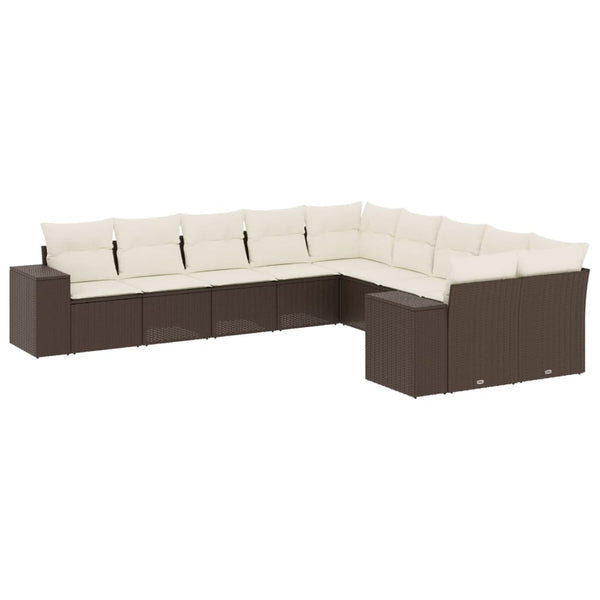 10-teilige Garten Sofagarnitur Braun Poly Rattan
