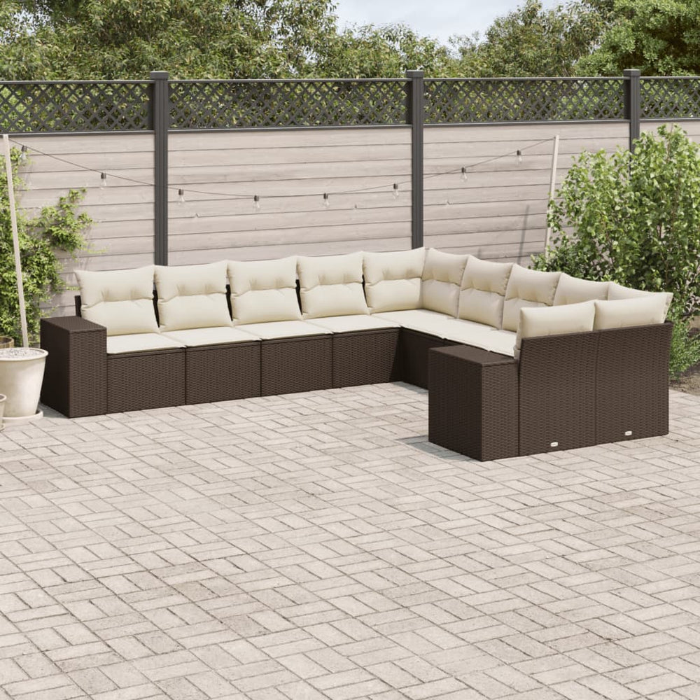 10-teilige Garten Sofagarnitur Braun Poly Rattan