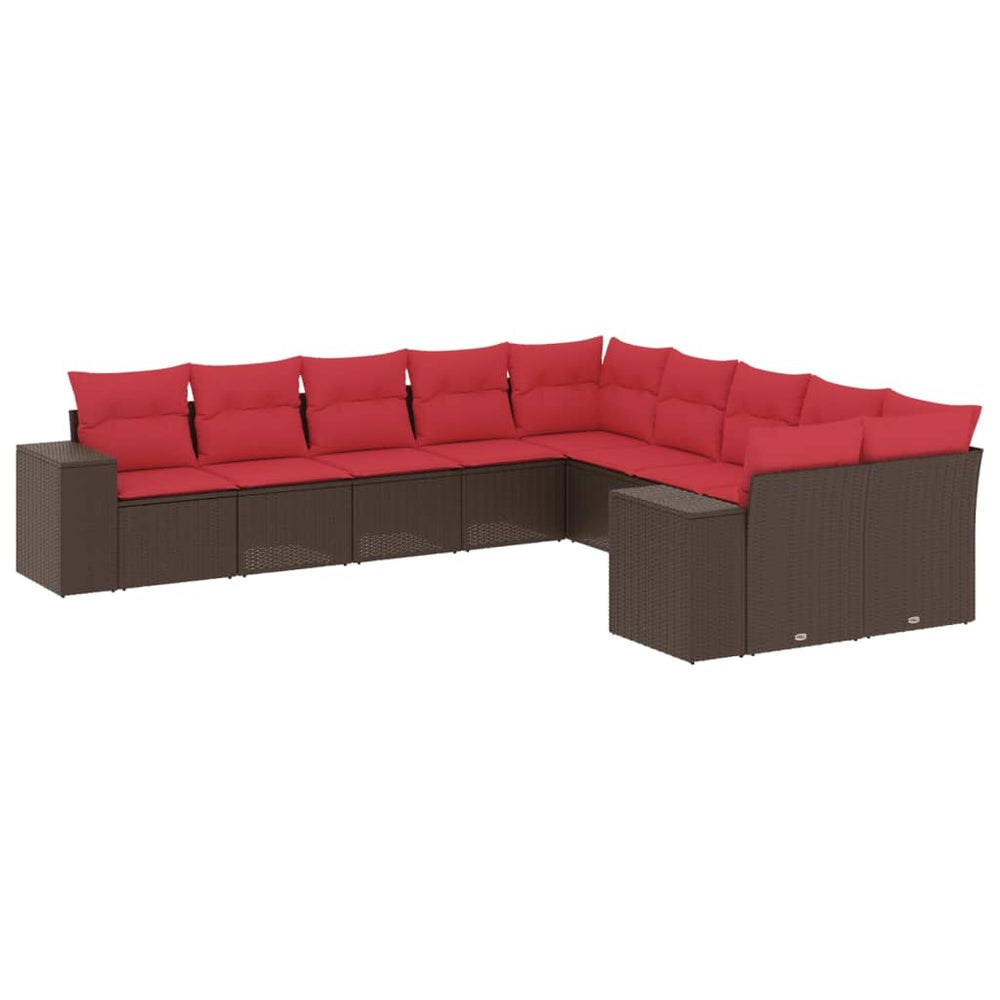 10-teiliges Gartensofa-Set Braun Polyrattan