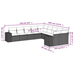 10-teiliges Gartensofa-Set Braun Polyrattan