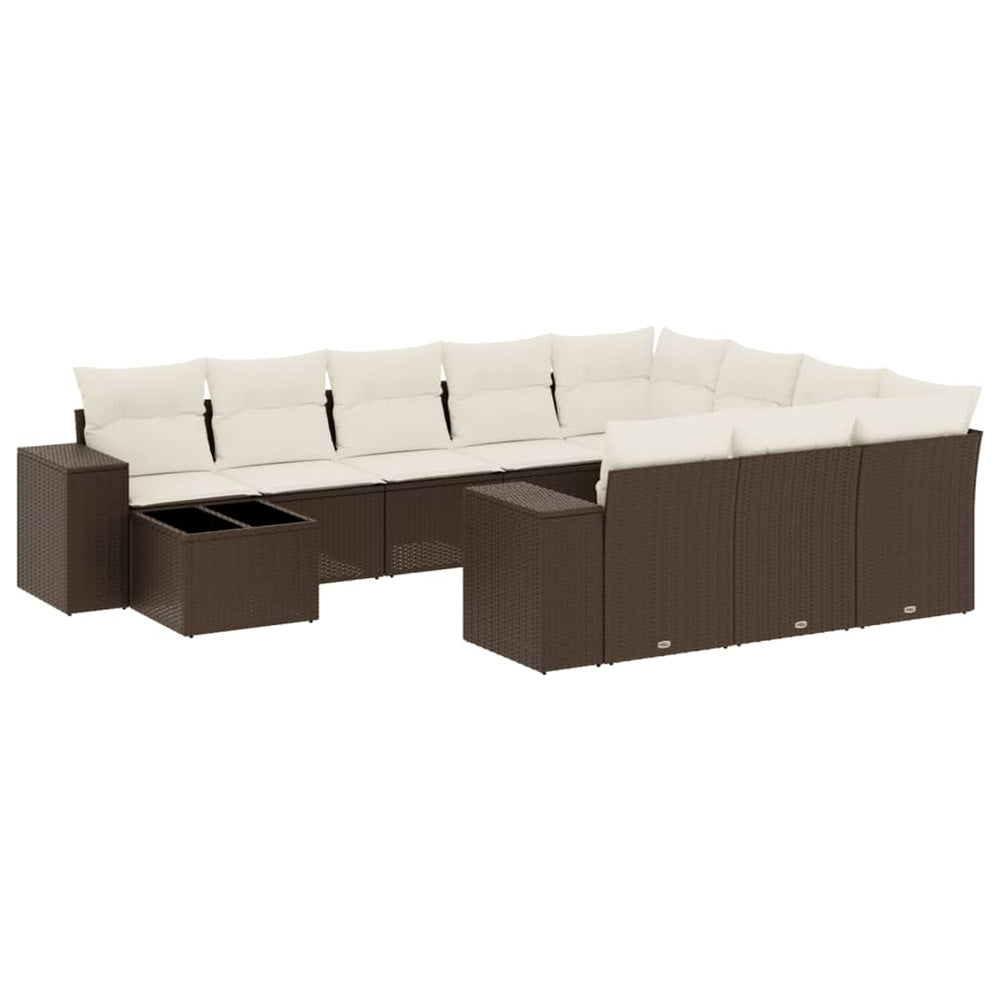 11-teilige Garten Sofagarnitur Braun Poly Rattan