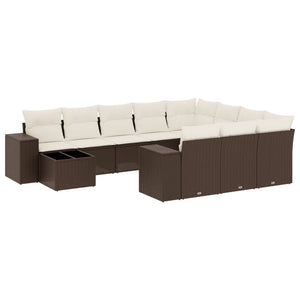 11-teilige Garten Sofagarnitur Braun Poly Rattan