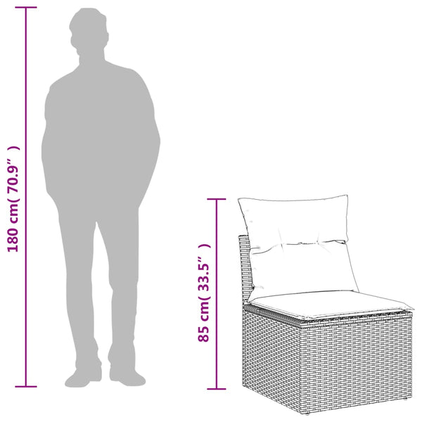 11-teilige Garten Sofagarnitur Braun Poly Rattan