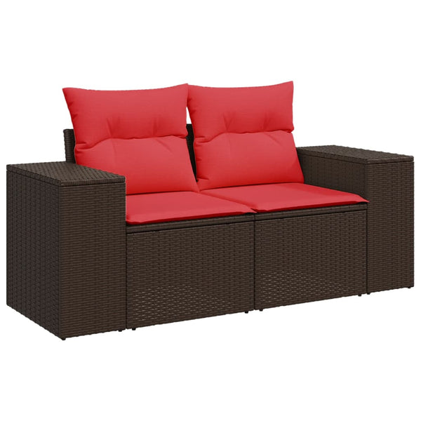 11-teiliges Gartensofa-Set Braun Polyrattan mit Kissen