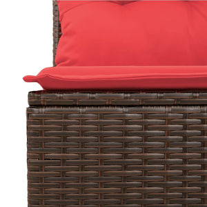 11-teiliges Gartensofa-Set Braun Polyrattan mit Kissen