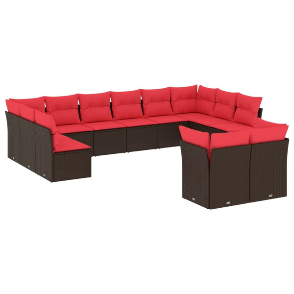 12-teiliges Gartensofa Set Braun Polyrattan